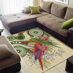 Australia Moluccan Eclectus Area Rug Australian Native Flowers Indigenous Art - Aussie Hoodie