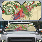 Australia Moluccan Eclectus Auto Sun Shade Australian Native Flowers Indigenous Art - Aussie Hoodie