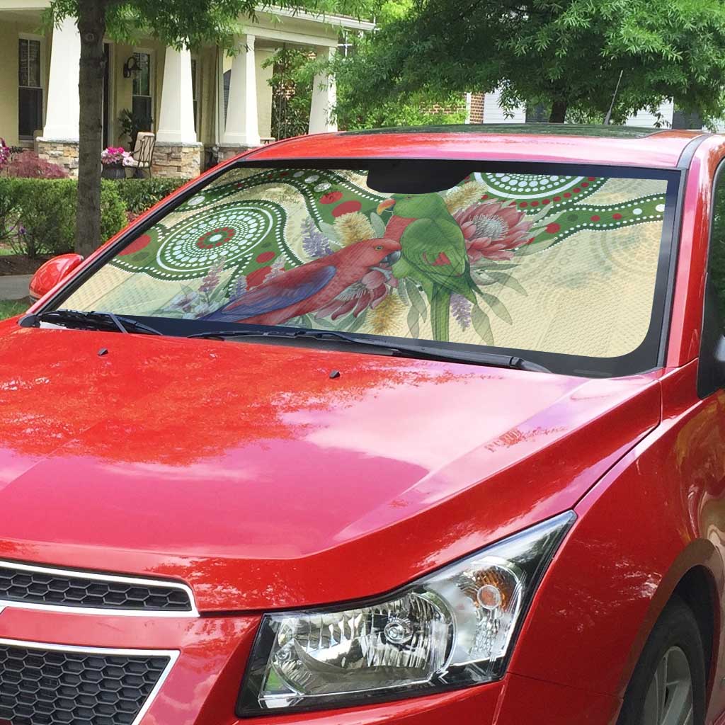 Australia Moluccan Eclectus Auto Sun Shade Australian Native Flowers Indigenous Art - Aussie Hoodie