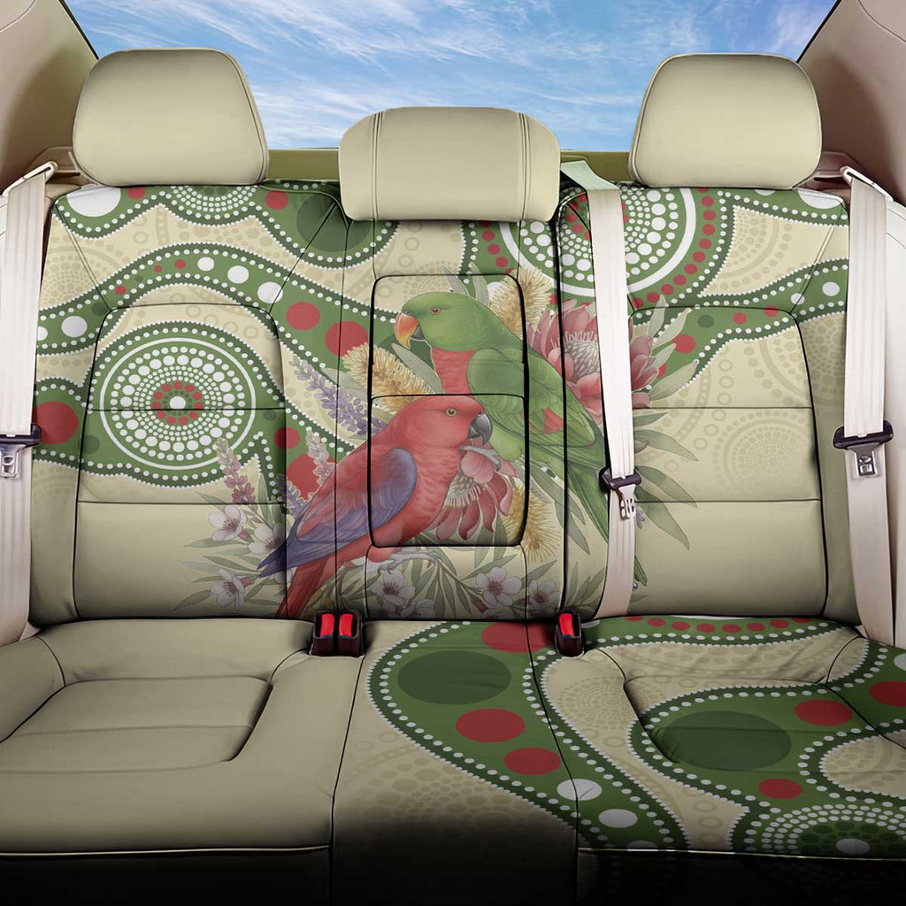 Australia Moluccan Eclectus Back Car Seat Cover Australian Native Flowers Indigenous Art - Aussie Hoodie