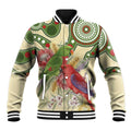 Australia Moluccan Eclectus Baseball Jacket Australian Native Flowers Indigenous Art - Aussie Hoodie