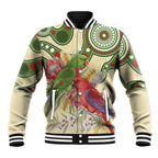 Australia Moluccan Eclectus Baseball Jacket Australian Native Flowers Indigenous Art - Aussie Hoodie