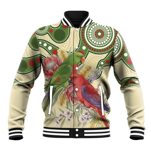 Australia Moluccan Eclectus Baseball Jacket Australian Native Flowers Indigenous Art - Aussie Hoodie