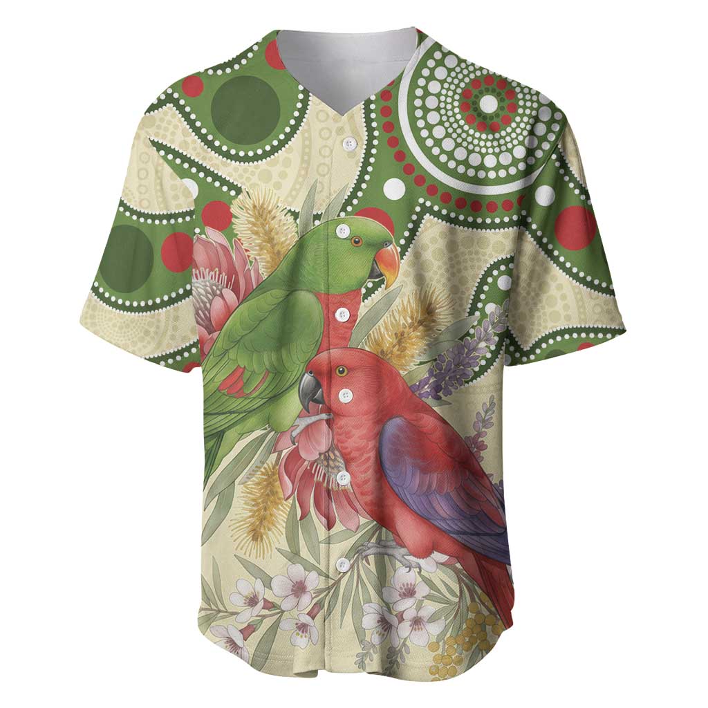 Australia Moluccan Eclectus Baseball Jersey Australian Native Flowers Indigenous Art - Aussie Hoodie