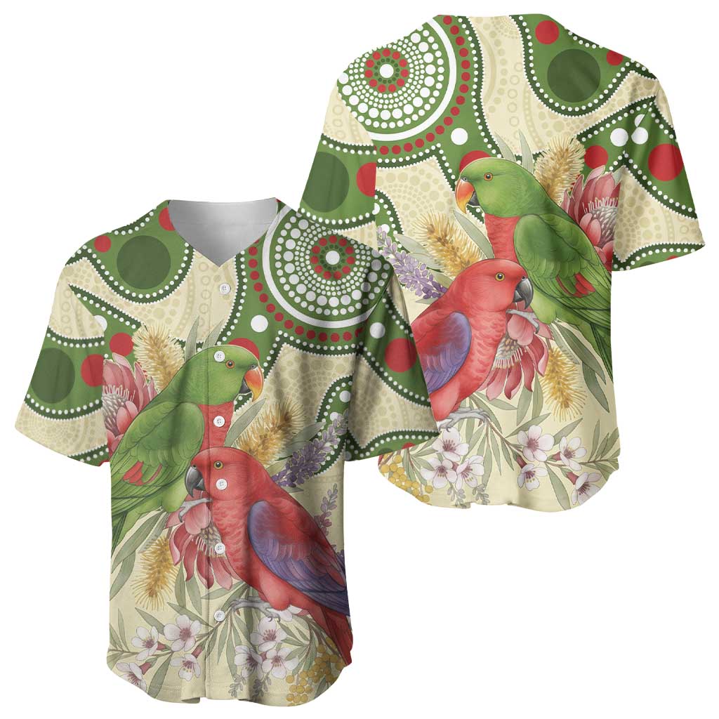 Australia Moluccan Eclectus Baseball Jersey Australian Native Flowers Indigenous Art - Aussie Hoodie