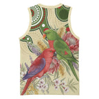 Australia Moluccan Eclectus Basketball Jersey Australian Native Flowers Indigenous Art - Aussie Hoodie