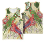 Australia Moluccan Eclectus Basketball Jersey Australian Native Flowers Indigenous Art - Aussie Hoodie