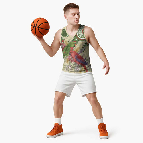 Australia Moluccan Eclectus Basketball Jersey Australian Native Flowers Indigenous Art - Aussie Hoodie