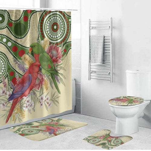 Australia Moluccan Eclectus Bathroom Set Australian Native Flowers Indigenous Art - Aussie Hoodie