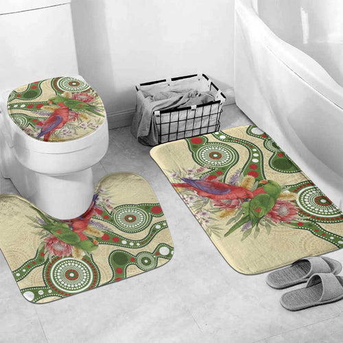 Australia Moluccan Eclectus Bathroom Set Australian Native Flowers Indigenous Art - Aussie Hoodie