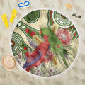 Australia Moluccan Eclectus Beach Blanket Australian Native Flowers Indigenous Art - Aussie Hoodie