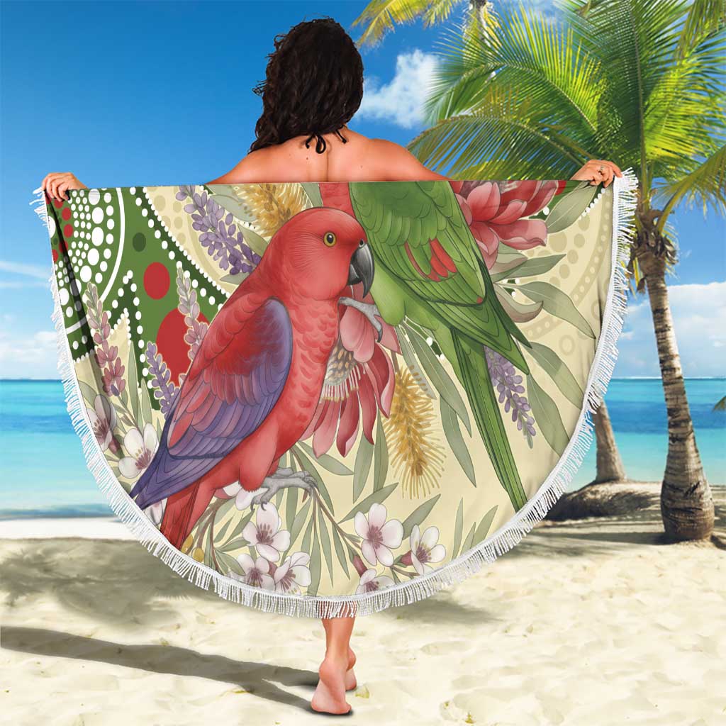 Australia Moluccan Eclectus Beach Blanket Australian Native Flowers Indigenous Art - Aussie Hoodie