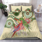 Australia Moluccan Eclectus Bedding Set Australian Native Flowers Indigenous Art - Aussie Hoodie