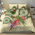 Australia Moluccan Eclectus Bedding Set Australian Native Flowers Indigenous Art - Aussie Hoodie