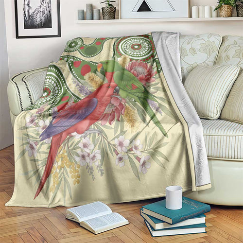 Australia Moluccan Eclectus Blanket Australian Native Flowers Indigenous Art - Aussie Hoodie