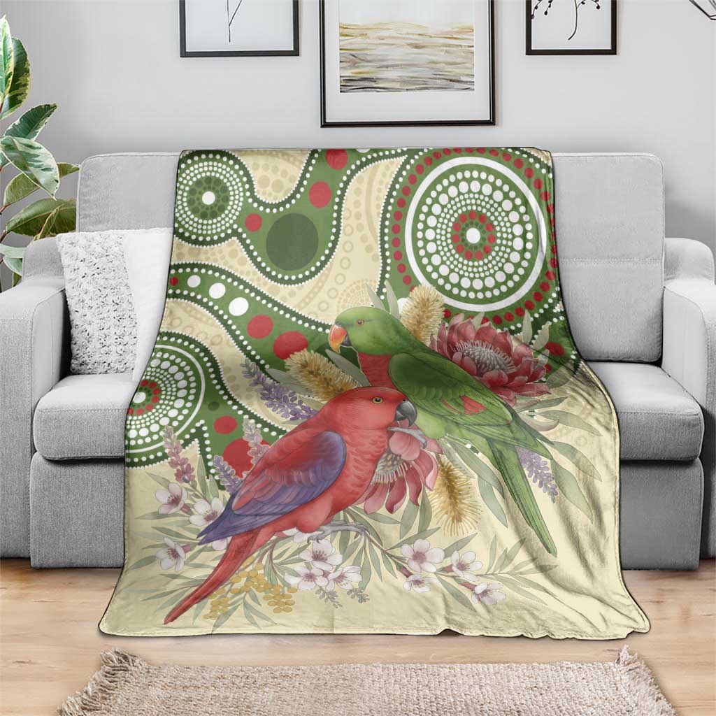 Australia Moluccan Eclectus Blanket Australian Native Flowers Indigenous Art - Aussie Hoodie