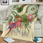 Australia Moluccan Eclectus Blanket Australian Native Flowers Indigenous Art - Aussie Hoodie