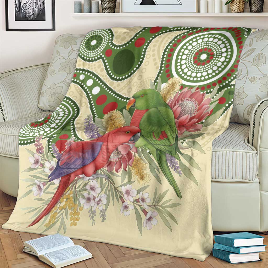 Australia Moluccan Eclectus Blanket Australian Native Flowers Indigenous Art - Aussie Hoodie
