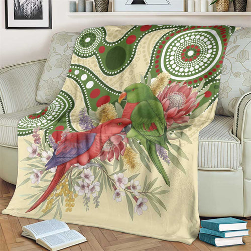 Australia Moluccan Eclectus Blanket Australian Native Flowers Indigenous Art - Aussie Hoodie