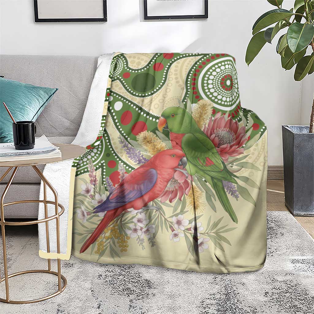 Australia Moluccan Eclectus Blanket Australian Native Flowers Indigenous Art - Aussie Hoodie