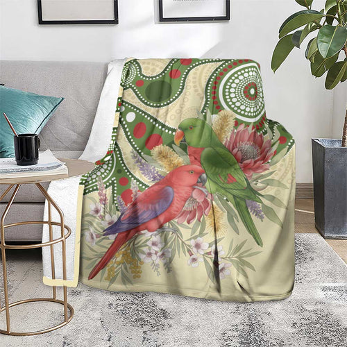 Australia Moluccan Eclectus Blanket Australian Native Flowers Indigenous Art - Aussie Hoodie
