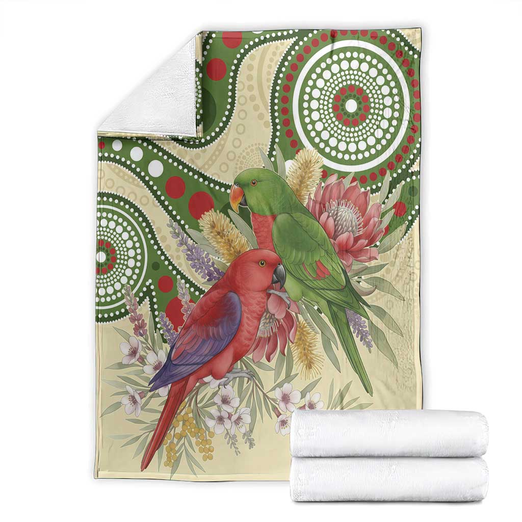 Australia Moluccan Eclectus Blanket Australian Native Flowers Indigenous Art - Aussie Hoodie