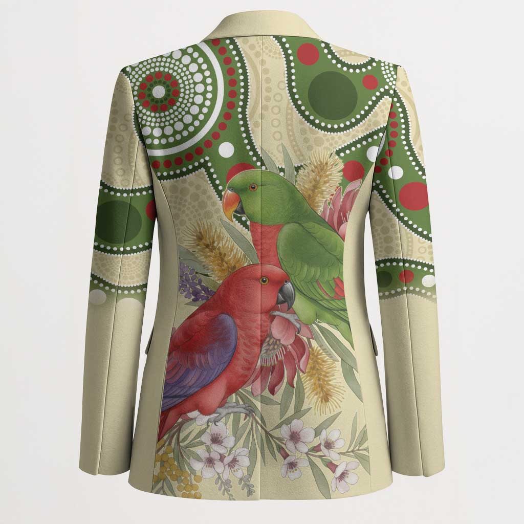 Australia Moluccan Eclectus Blazer Australian Native Flowers Indigenous Art - Aussie Hoodie