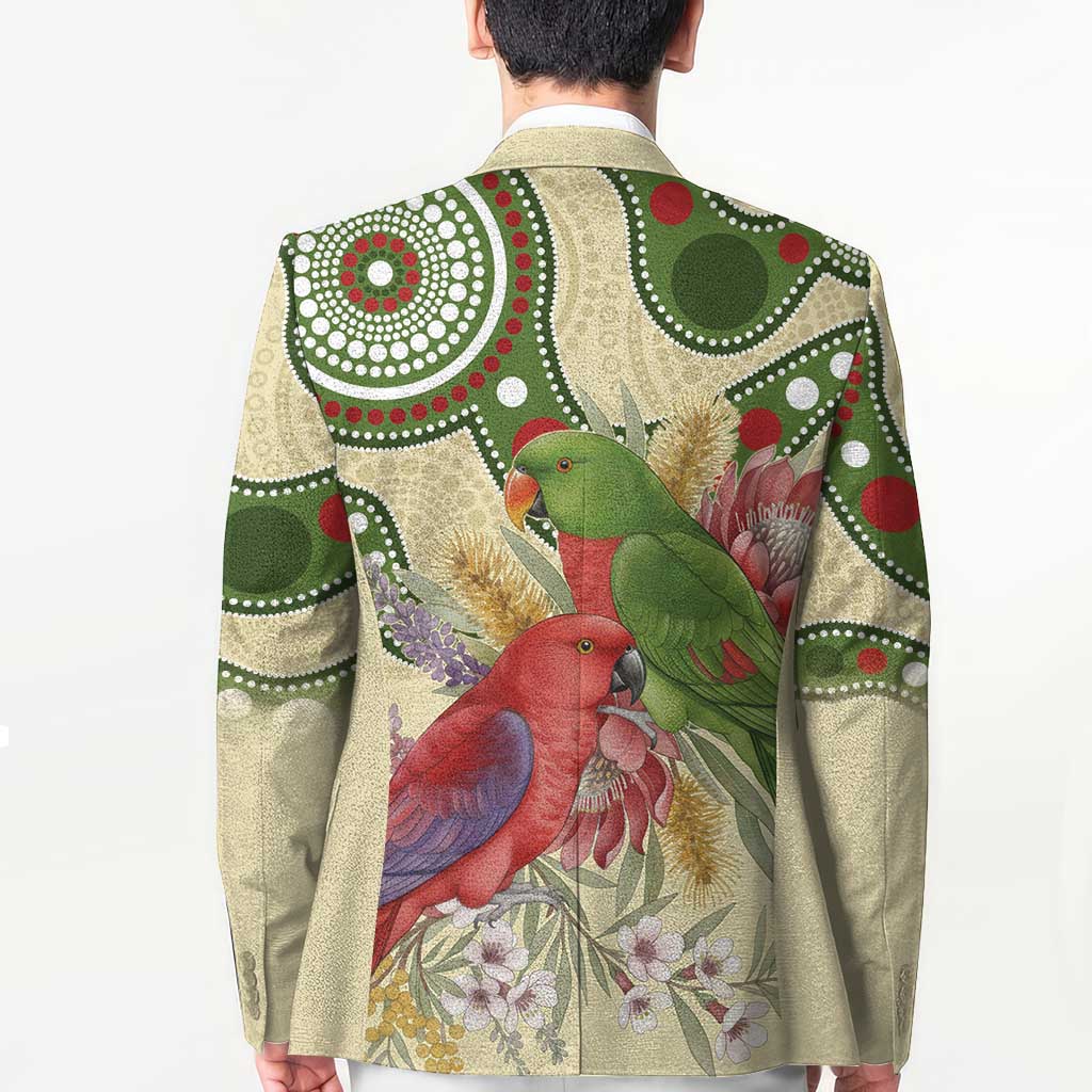 Australia Moluccan Eclectus Blazer Australian Native Flowers Indigenous Art - Aussie Hoodie