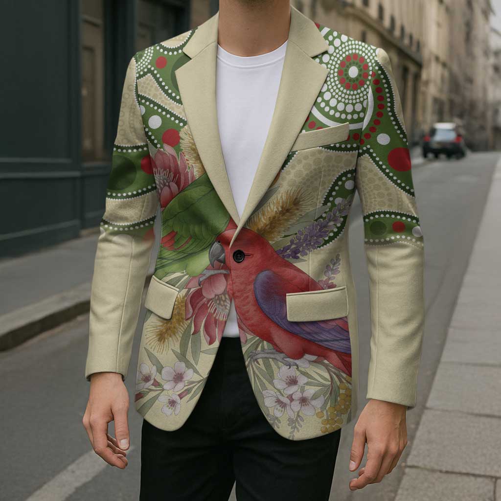 Australia Moluccan Eclectus Blazer Australian Native Flowers Indigenous Art - Aussie Hoodie