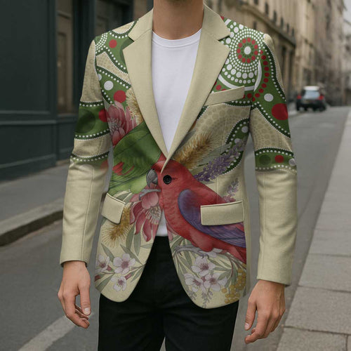 Australia Moluccan Eclectus Blazer Australian Native Flowers Indigenous Art - Aussie Hoodie