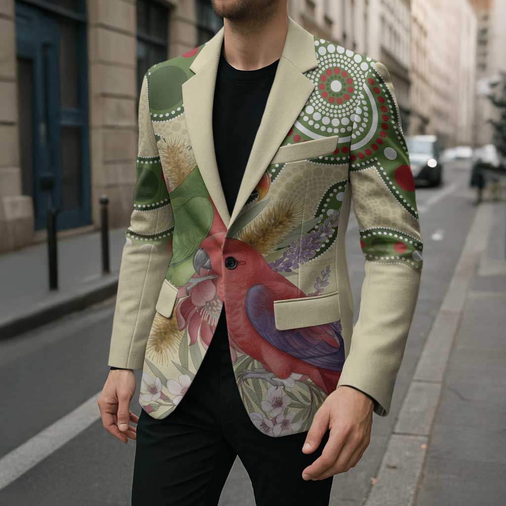 Australia Moluccan Eclectus Blazer Australian Native Flowers Indigenous Art - Aussie Hoodie