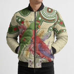 Australia Moluccan Eclectus Bomber Puffer Jacket Australian Native Flowers Indigenous Art - Aussie Hoodie