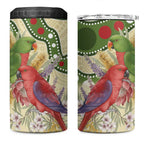 Australia Moluccan Eclectus 4 in 1 Can Cooler Tumbler Australian Native Flowers Indigenous Art - Aussie Hoodie
