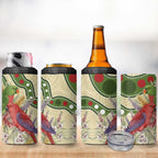 Australia Moluccan Eclectus 4 in 1 Can Cooler Tumbler Australian Native Flowers Indigenous Art - Aussie Hoodie