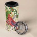 Australia Moluccan Eclectus 4 in 1 Can Cooler Tumbler Australian Native Flowers Indigenous Art - Aussie Hoodie