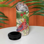 Australia Moluccan Eclectus 4 in 1 Can Cooler Tumbler Australian Native Flowers Indigenous Art - Aussie Hoodie