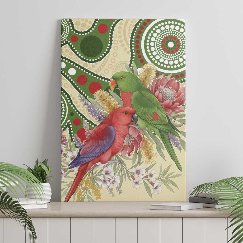 Australia Moluccan Eclectus Canvas Wall Art Australian Native Flowers Indigenous Art - Aussie Hoodie