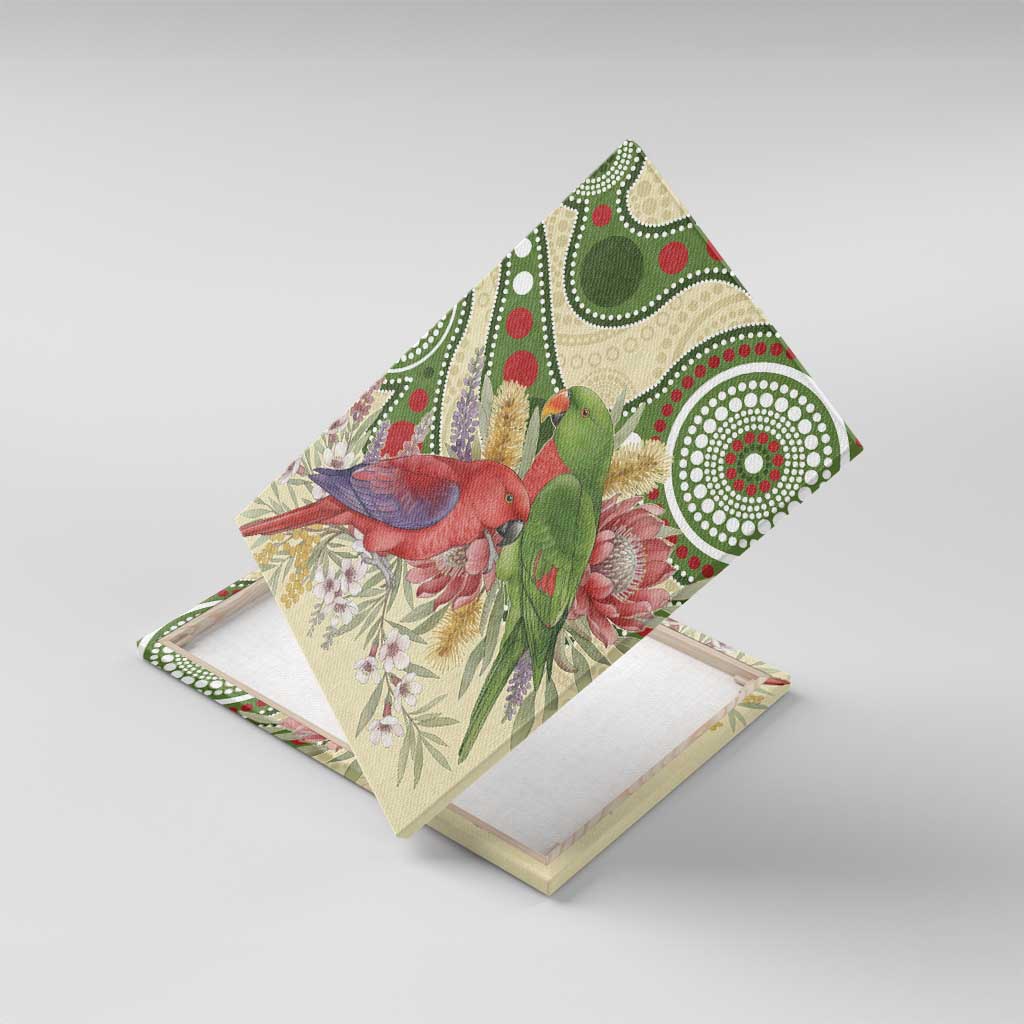 Australia Moluccan Eclectus Canvas Wall Art Australian Native Flowers Indigenous Art - Aussie Hoodie