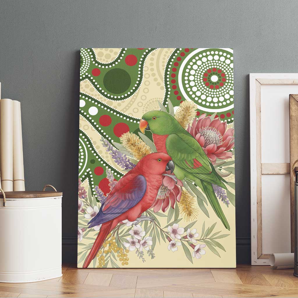 Australia Moluccan Eclectus Canvas Wall Art Australian Native Flowers Indigenous Art - Aussie Hoodie