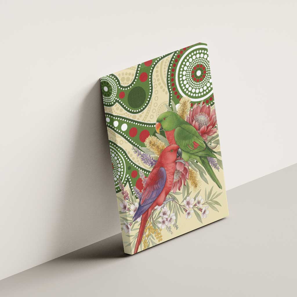 Australia Moluccan Eclectus Canvas Wall Art Australian Native Flowers Indigenous Art - Aussie Hoodie