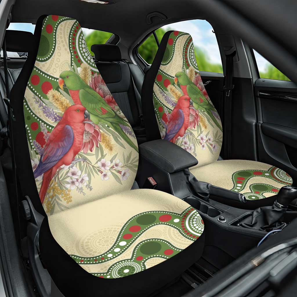 Australia Moluccan Eclectus Car Seat Cover Australian Native Flowers Indigenous Art - Aussie Hoodie