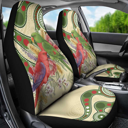 Australia Moluccan Eclectus Car Seat Cover Australian Native Flowers Indigenous Art - Aussie Hoodie