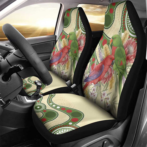 Australia Moluccan Eclectus Car Seat Cover Australian Native Flowers Indigenous Art - Aussie Hoodie