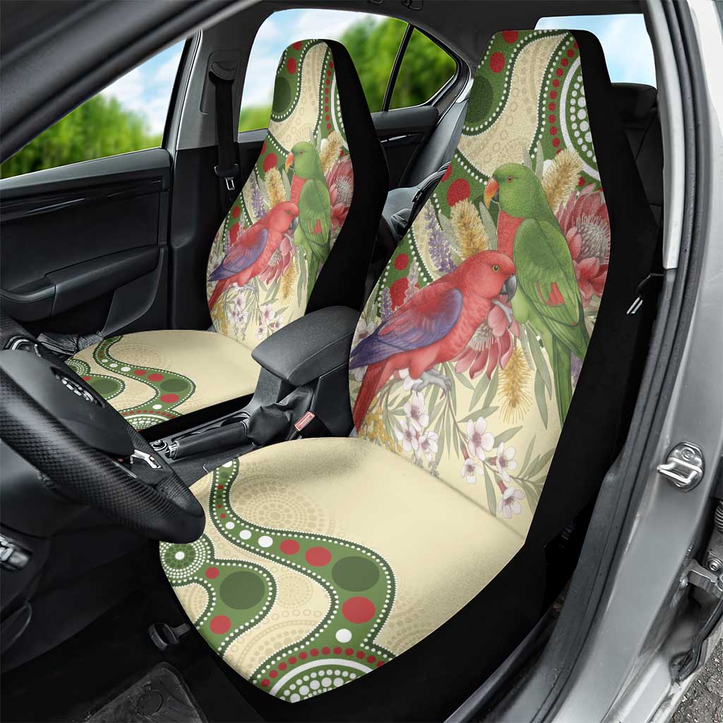Australia Moluccan Eclectus Car Seat Cover Australian Native Flowers Indigenous Art - Aussie Hoodie