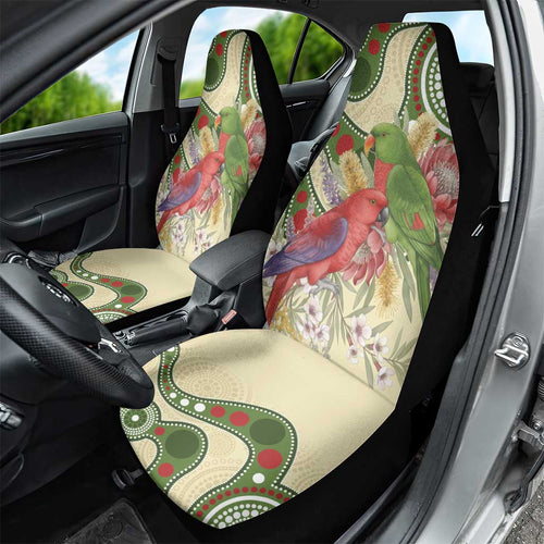 Australia Moluccan Eclectus Car Seat Cover Australian Native Flowers Indigenous Art - Aussie Hoodie
