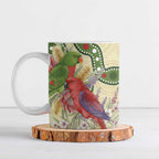 Australia Moluccan Eclectus Ceramic Mug Australian Native Flowers Indigenous Art - Aussie Hoodie