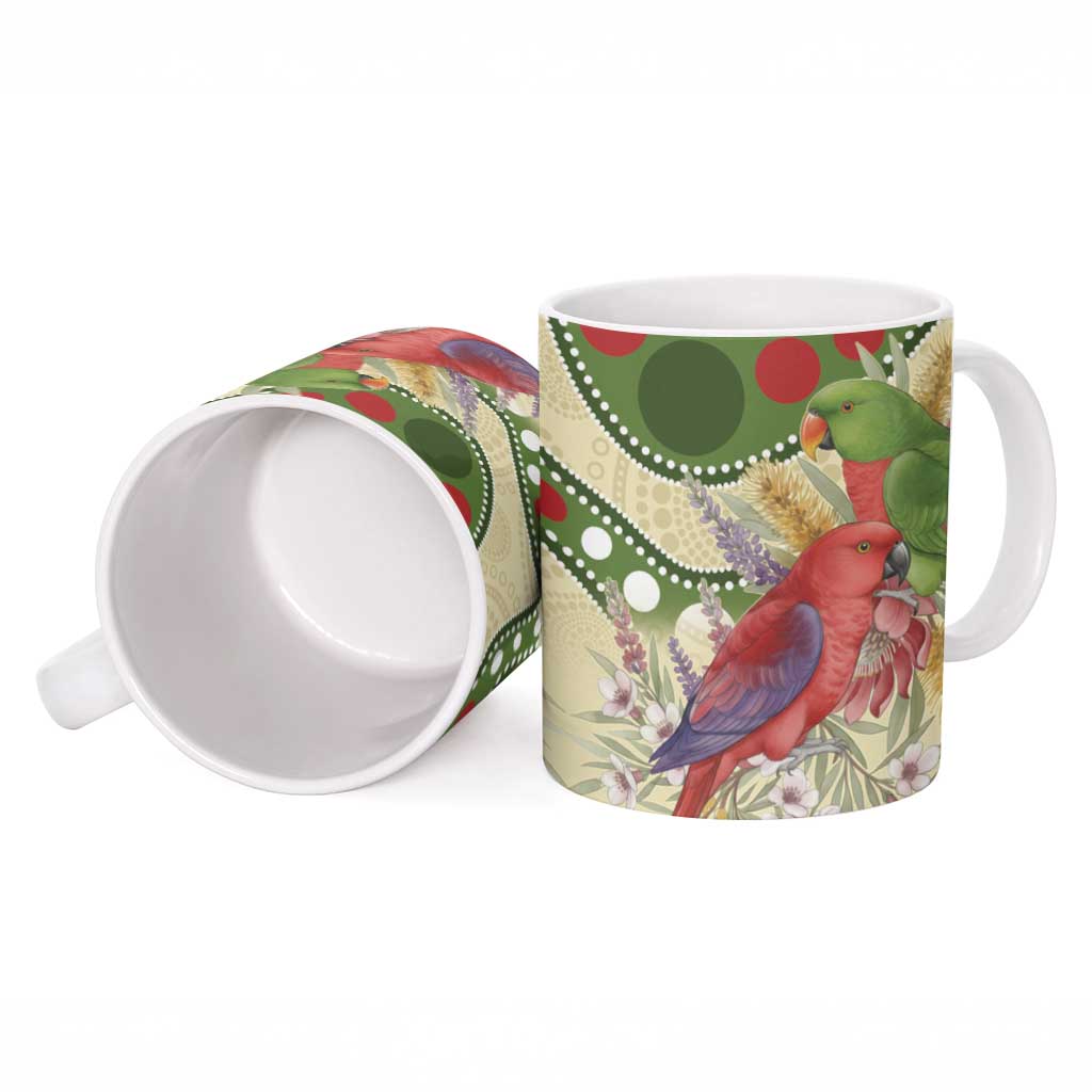 Australia Moluccan Eclectus Ceramic Mug Australian Native Flowers Indigenous Art - Aussie Hoodie
