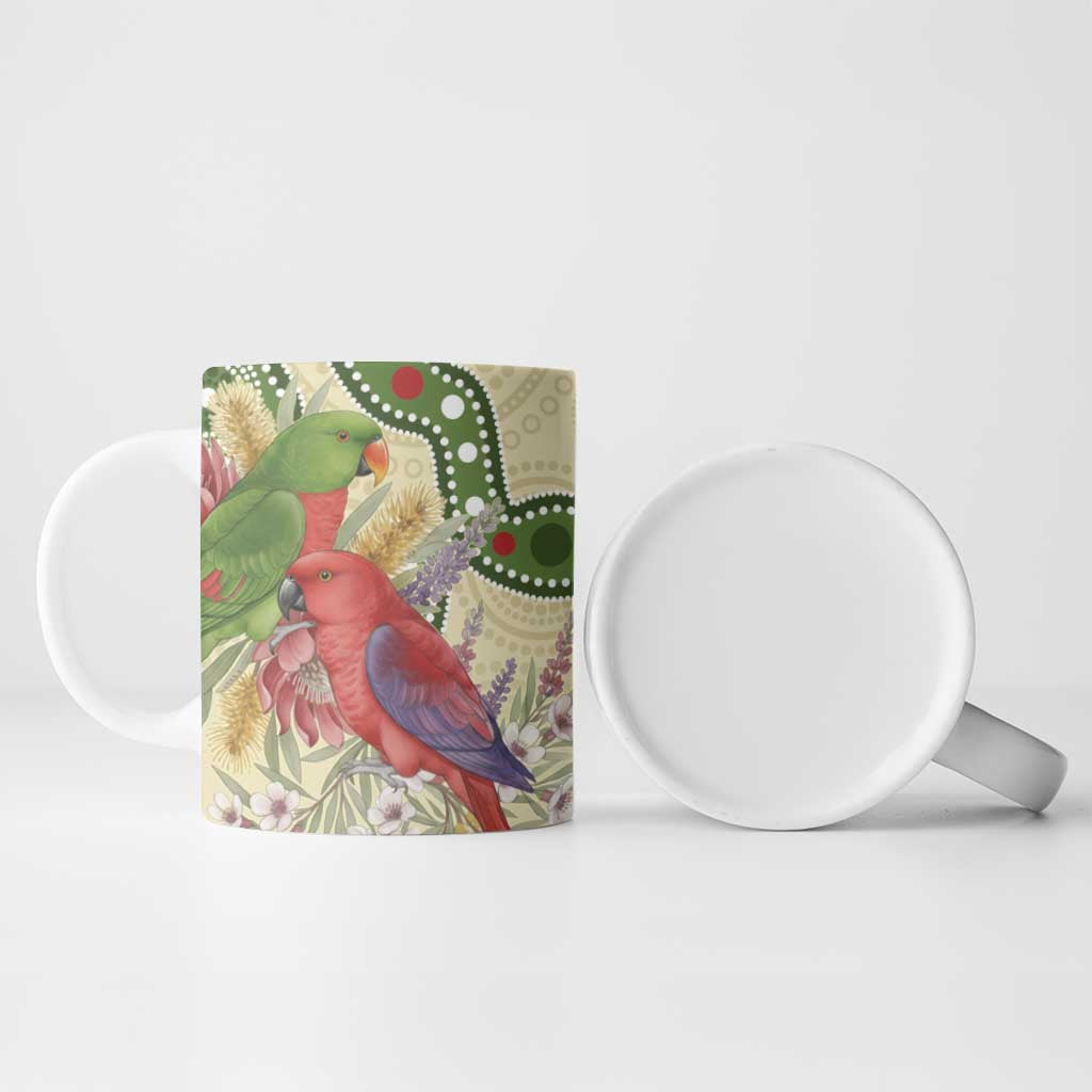 Australia Moluccan Eclectus Ceramic Mug Australian Native Flowers Indigenous Art - Aussie Hoodie
