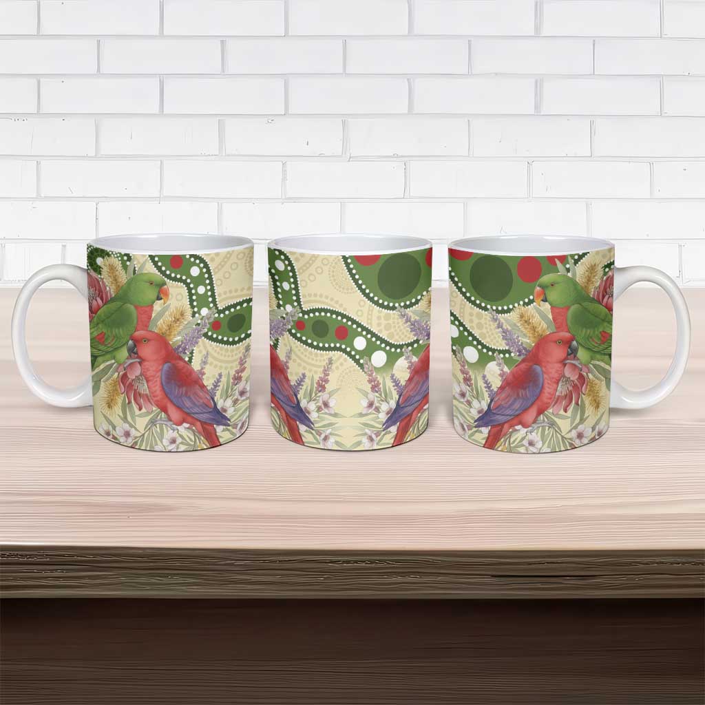 Australia Moluccan Eclectus Ceramic Mug Australian Native Flowers Indigenous Art - Aussie Hoodie