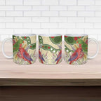 Australia Moluccan Eclectus Ceramic Mug Australian Native Flowers Indigenous Art - Aussie Hoodie